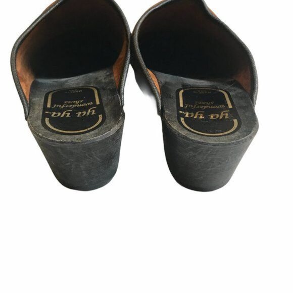 Vintage Yaya Ya Ya Wonderful Shoes Clogs Suede Leather Brown Sz 8.5 Made In USA - Picture 2 of 5
